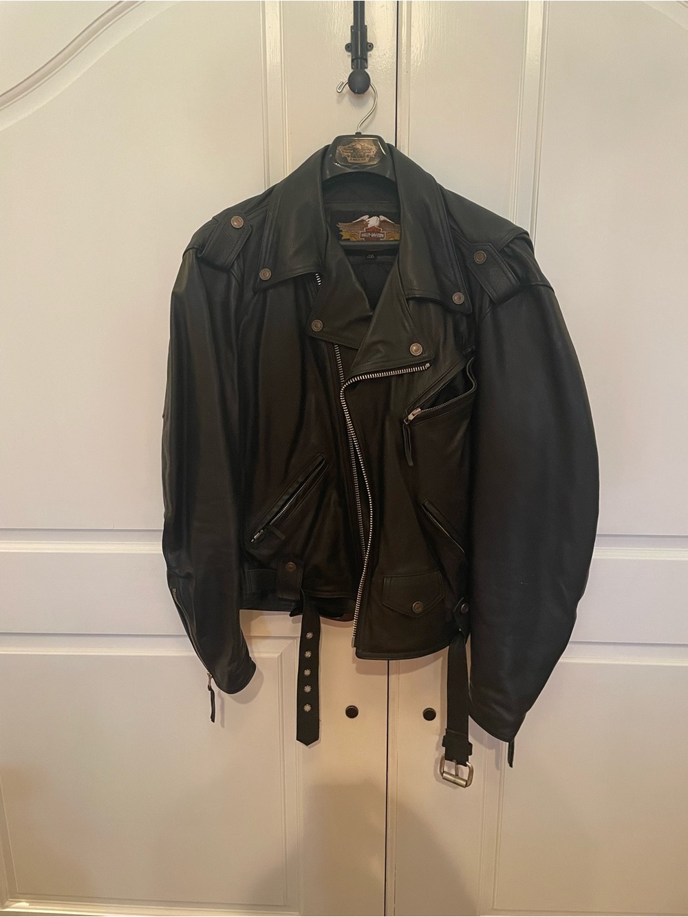 Harley-Davidson Black Leather Bomber-Style Motorcycle Jacket